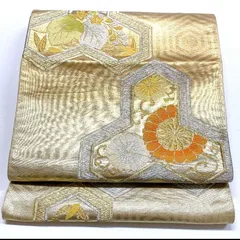 ［5384］袋帯 毘沙門亀甲花文様 金銀糸 六通 正絹 着物 フォーマル 金