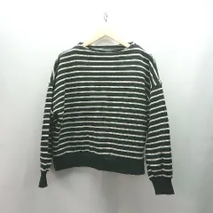 ◇ AMERICAN HOLIC カジュアル ボーダー柄 秋冬コーデ 裏起毛 長袖 トレーナー サイズL ブラック レディース E  【1310050009892】