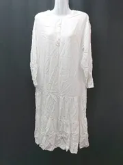 ◇ one way ワンウェイ シンプル シャツ フリル カジュアル 長袖 ロング丈 ワンピース サイズF ホワイト レディース E  【1310050010836】