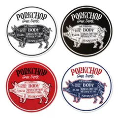 ポークチョップ ステッカー 車 アメリカン おしゃれ バイク かっこいい アメカジ カーステッカー アメ車 ホットロッド カスタム PORKCHOP サークルステッカー 