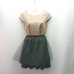 ◇ ◎ Jewel Changes フォーマル 切替 バックファスナー 半袖 ひざ丈 ワンピース サイズ36 ネイビー/ゴールド レディース E  【1310050010034】