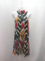 ◇ ZARA ザラ カジュアル 総柄 派手色 ロング丈 ワンピース サイズXS ブラック/レッド/ホワイト レディース E  【1310050010010】