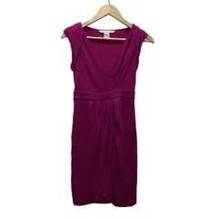 ダイアン・フォン・ファステンバーグ ワンピース サイズ0 XS レディース - パープル Vネック/ノースリーブ/ひざ丈