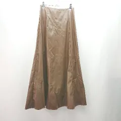 ◇ Chico バックウエストゴム バックファスナー レザー風 ロング フレア スカート サイズFREE ブラウン レディース E  【1310050011826】