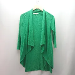 ◇ NATURAL BEAUTY ボタンなし 羽織 薄手生地 無地シンプル 長袖 カーディガン サイズ38 グリーン レディース E  【1310050011499】