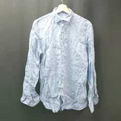 ◇ ZARA スタンダードカラー フロントボタン ロング丈 無地 長袖 シャツ サイズM ライトブルー レディース E  【1310050014391】