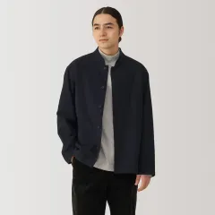 L 無印良品/ リバーシブル 起毛 フランネル シャツ ジャケット/ ブラック