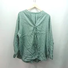 ◇ LOWRYS FARM バンドカラー リボン カジュアル かわいい 長袖 ブラウス サイズF ミント レディース E  【1310050015497】