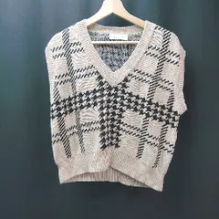 ◇ me em select Vネック スリーブレス ニット カジュアル ベスト サイズF ベージュ レディース E  【1310050016685】