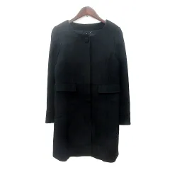 アンタイトル UNTITLED ノーカラーコート ロング 総裏地 ウール 1 S 黒 ブラック /MN