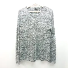 ◇ more core division Vネック ロゴ刺繡 秋冬向け カジュアル 長袖 セーター サイズLarge ダークグレー メンズ E  【1310050019815】