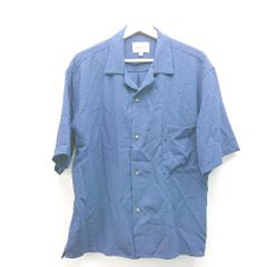 ◇ EMMA CLOTHES 엠마 클로즈 프런트 버튼 사이드 슬릿 무지 깨끗한 반소매 셔츠 사이즈 L 블루 여성 E [1310050022778]