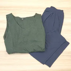 ◇ 《 UNIQLO まとめ売り2点セット サイズL バックウエストゴム Uネック ロング丈 パンツ ワンピース レディース 》 E  【1310050037260】