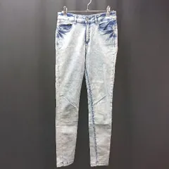 ◇ JEANASIS ジーナシス ストレッチ素材 ファスナー デニム風 カジュアル スキニーパンツ サイズM ブルー レディース E  【1310050035136】