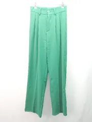 ◇ me+em select ミームセレクト ツータック 薄手 センタープレス ストレッチ パンツ サイズM グリーン レディース E  【1310050034313】