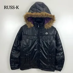 RUSS-K 00s y2k archive Fur shiny puff jacket M ラスケー 光沢 ファーフード 中綿ジャケット ドローコード 短丈 平成 お兄系