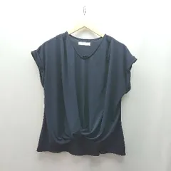 ◇ CECIL McBEE セシルマクビー Vネック ストレッチ素材 オフィスカジュアル カットソー サイズM ネイビー レディース E  【1310050038274】