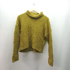 ◇ KBF ケービーエフ ハイネック ケーブル編み 秋冬 カジュアル 長袖 ニット セーター サイズOne マスタード レディース E  【1310050038243】