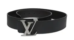LOUIS VUITTON/ルイ ヴィトン　サンチュール LV イニシャルベルト　M9887   90/38 ブラック/ブラウン/シルバー　ベルト　【中古】