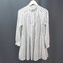 ◇ ◎ mysty woman ミスティウーマン フロントボタン 格子柄 長袖 シャツ サイズM ホワイト ブラック レディース E  【1310050037529】