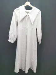 ◇ emsexcite ハーフボタン ビックカラー ボリューム袖 長袖 ロング丈 ワンピース サイズFREE グレー レディース E  【1310050039271】