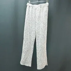 ◇ earth music&ecology ウエストゴム 総柄 ニット ストレッチ 秋冬物 パンツ サイズF ホワイト ブラック レディース E  【1310050044091】