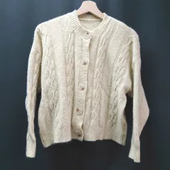 ◇ JUNOAH ジュノア ケーブル編み ラウンドネック 厚手 長袖 カーディガン 表記なし アイボリー レディース E  【1310130000573】