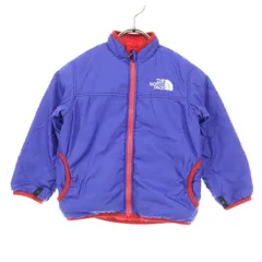 THE NORTH FACE ザノースフェイス リバーシブル ワンポイントロゴ 長袖 ナイロン フリース 中綿ジャケット 100 ブルー 品番NYJ82244 キッズ 古着