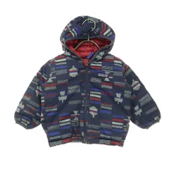 patagonia パタゴニア リバーシブル 総柄 ワンポイントロゴ 長袖 ダウンジャケット ネイビー 品番61371 キッズ 古着