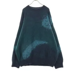 美品 WYM ウィム 長袖 モヘヤ混 丸襟 セーター S ブルー系 メンズ 古着