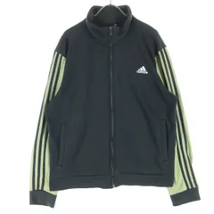 adidas アディダス 裏起毛 バイカラー 長袖 ジップジャケット O ブラック系 グリーン メンズ 古着