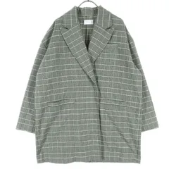 美品 KBF ケービーエフ チェック柄 長袖 テーラードジャケット F グレー レディース 古着