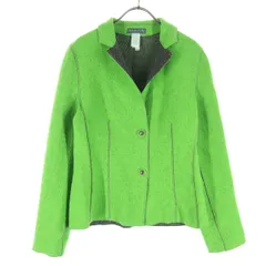 美品 KRIZIA POI クリツィアポイ イタリア製 長袖 ウールジャケット 42 グリーン レディース 古着