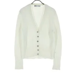 ZARA ザラ 長袖 ニットカーディガン M アイボリー レディース 古着