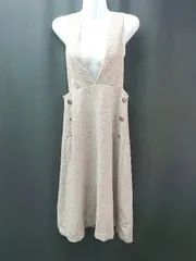 ◇ laboratory work サイドボタンデザイン バックファスナー ゆったり ロング ワンピース サイズM ブラウン レディース E  【1310130004762】