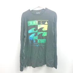 ◇ BILLABONG ビラボン クルーネック プリント 薄手 ストレッチ シンプル 長袖 ロングTシャツ サイズL ブラック メンズ E  【1310130004649】