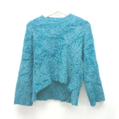 ◇ me+em select ミームセレクト モックネック ケーブル 起毛 ストレッチ 長袖 ニット サイズF ブルー レディース E  【1310130002911】