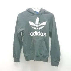 ◇ adidas アディダス フード 裏起毛 プリント ブランドロゴ ストレッチ 長袖 パーカー サイズXS ブラック レディース E  【1310130002850】