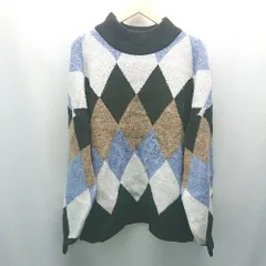 ◇ classical elf モックネック セーター プルオーバー ダイヤ柄 長袖 ニット サイズXL ブラック レディース E  【1310130005769】