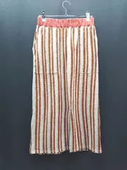 ◇ ray beams パイル ウエストゴム ストライプ スリット ロング丈 タイト スカート サイズ0 ベージュ/レッド レディース E  【1310130005646】
