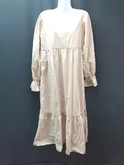 ◇ w closet ダブルクローゼット バックリボン 袖口フリル ガーリー 長袖 ロング ワンピース サイズF ピンク レディース E  【1310130005080】