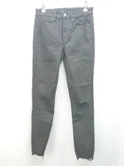 ◇ UNIQLO ユニクロ 無地 ダメージ加工 カットオフ デニムパンツ サイズ25 ブラック レディース E  【1310130010114】