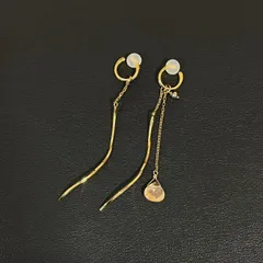 【EL6】 ete ゴールドカラー イヤリング イヤーカフ　925刻印　ツイストパーツ　ドロップストーン付き　MK11540