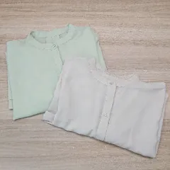 ◇ 《 earthmusic&ecology まとめ売り2点セット サイズFREE バンドカラー レース シアー ブラウス レディース 》 E  【1310130011401】