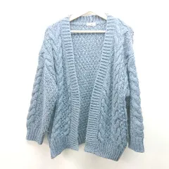 ◇ koe コエ ケーブル編み 前開き 羽織もの ニット生地 秋冬コーデ 長袖 カーディガン サイズFREE ブルー レディース E  【1310130014655】