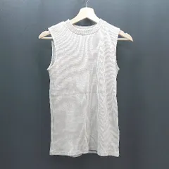 ◇ nano universe クルーネック リブ 無地 シンプル ノースリーブニット サイズ36 ベージュ レディース E  【1310130014136】