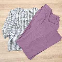 ◇ 《 earth music&ecologｙ まとめ売り2点セット サイズS/F チェック柄 ブラウス パンツ レディース 》 E  【1310130013870】