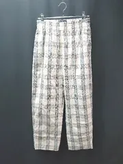 ◇ ZARA ザラ チェック柄 裾ロールアップ ウエストゴム おしゃれ ワイドパンツ サイズS ベージュ レディース E  【1310130012262】