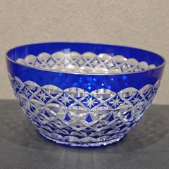 色被せ切子　大鉢　お皿