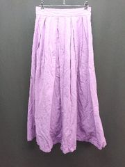 ◇ BEAMS HEART 無地 バックウエストゴム タック ロング フレア スカート サイズM パープル レディース E  【1310130018486】